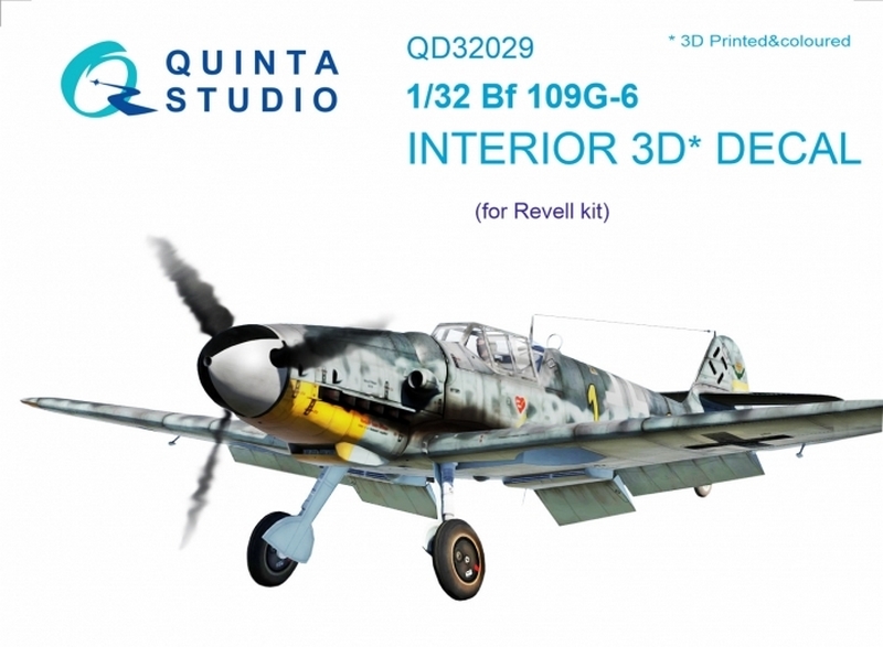 QD32029  декали  3D Декаль интерьера кабины Bf 109G-6 (Revell)  (1:32)