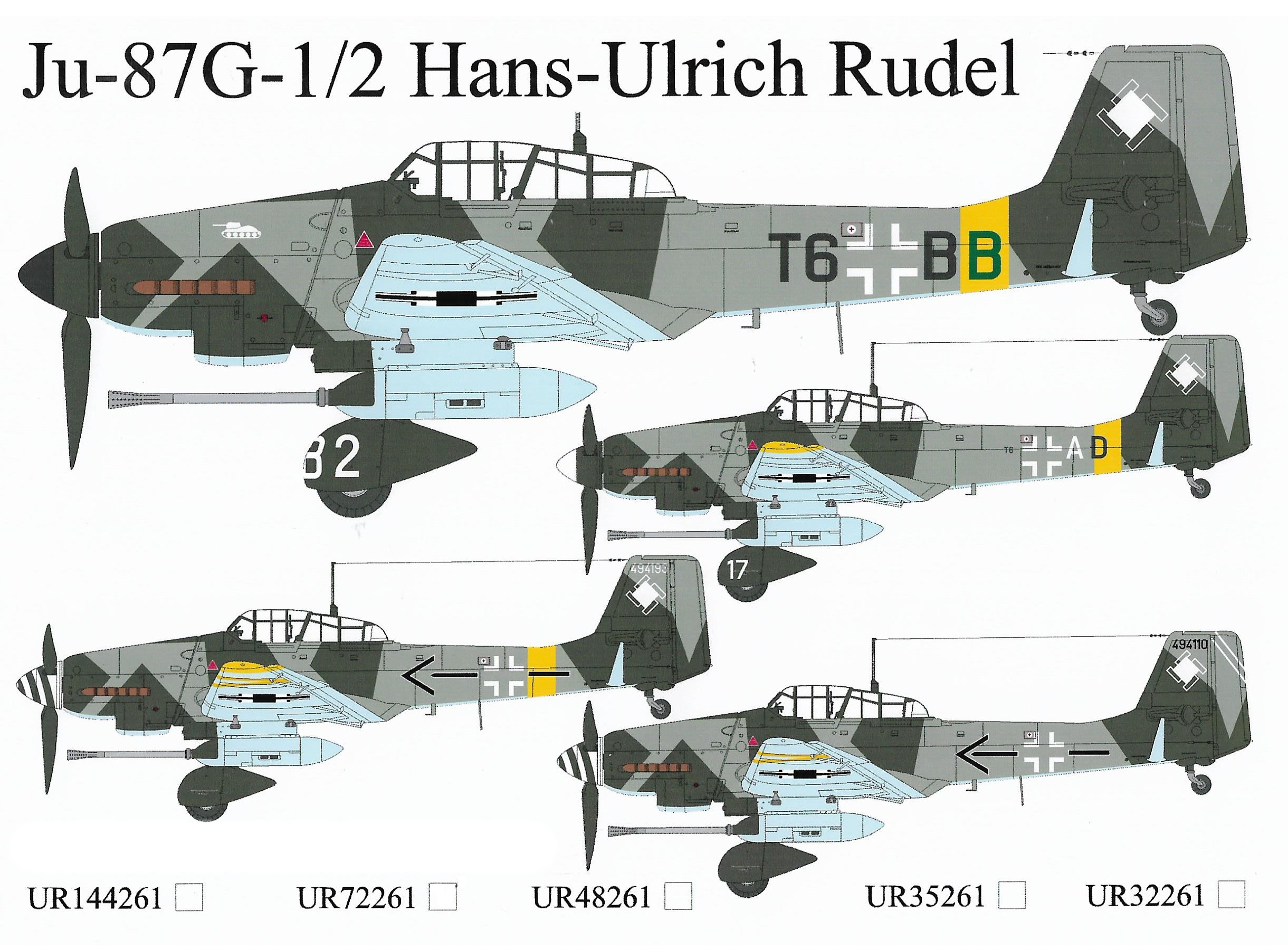 UR32261 декали  Ju-87G-1/2 Hans Ulrich Rudel with stencils  (1:32)