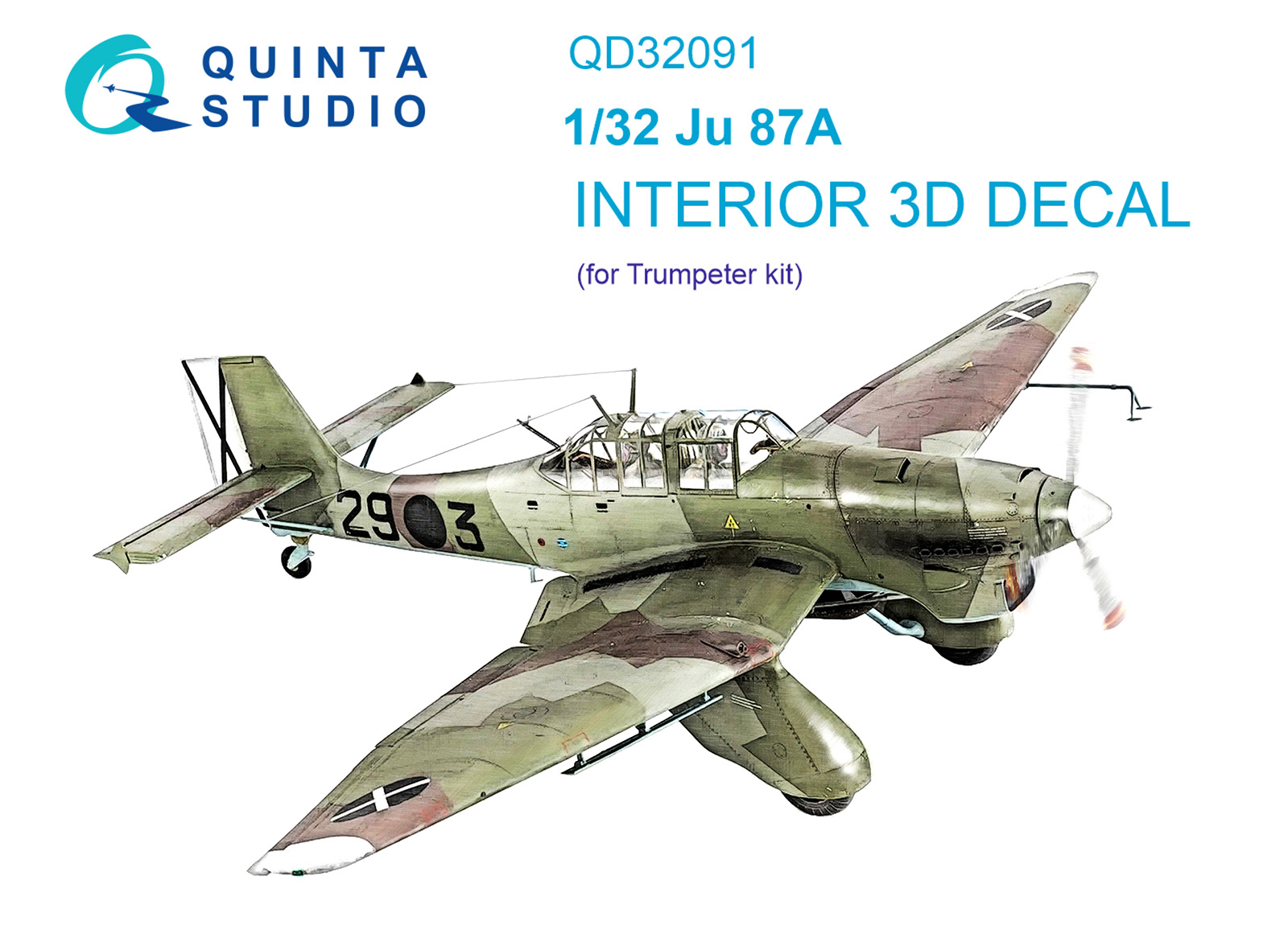 QD32091  декали  3D Декаль интерьера кабины Ju 87A (Trumpeter)  (1:32)