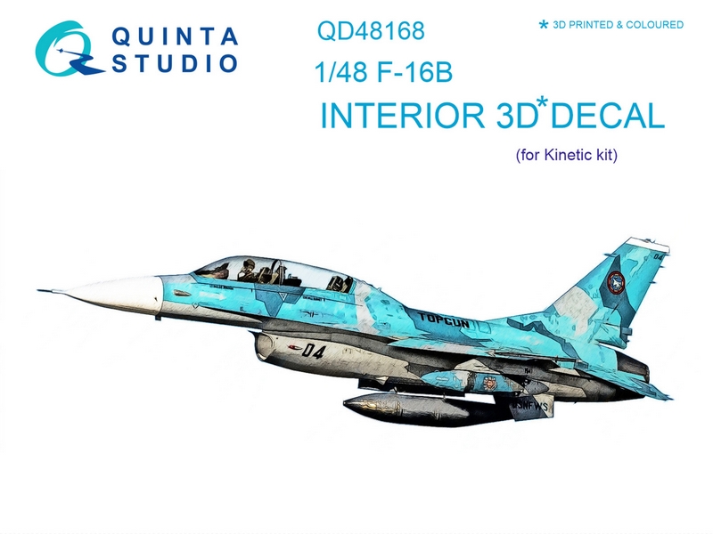 QD48168  декали  3D Декаль интерьера кабины F-16B (для модели Kinetic)  (1:48)