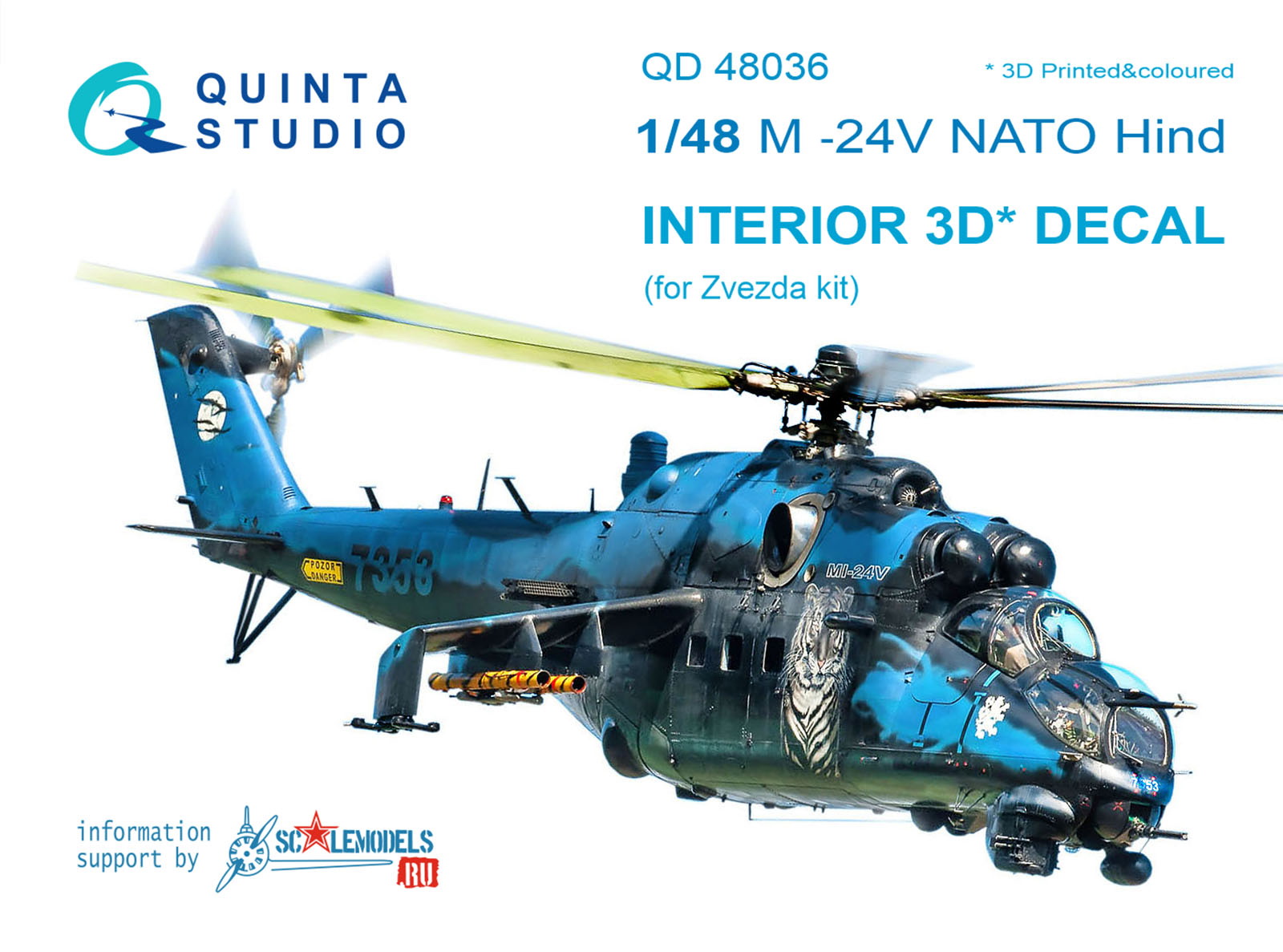 QD48036  декали  3D Декаль интерьера кабины М-24В NATO (Черные панели) (для модели Звезда)  (1:48)