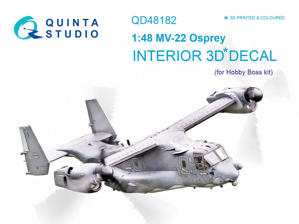 QD48182  декали  3D Декаль интерьера кабины MV-22 Osprey (HobbyBoss)  (1:48)