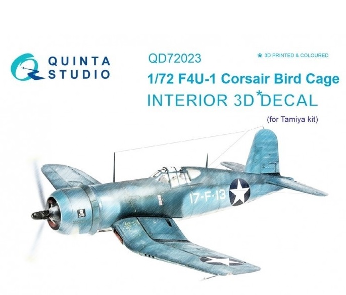 QD72023  декали  3D Декаль интерьера кабины F4U-1 Corsair (Bird cage) ( Tamiya)  (1:72)