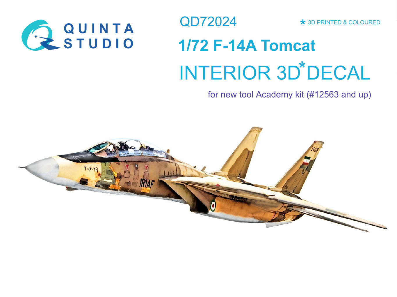 QD72024  декали  3D Декаль интерьера кабины F-14A (Academy)  (1:72)