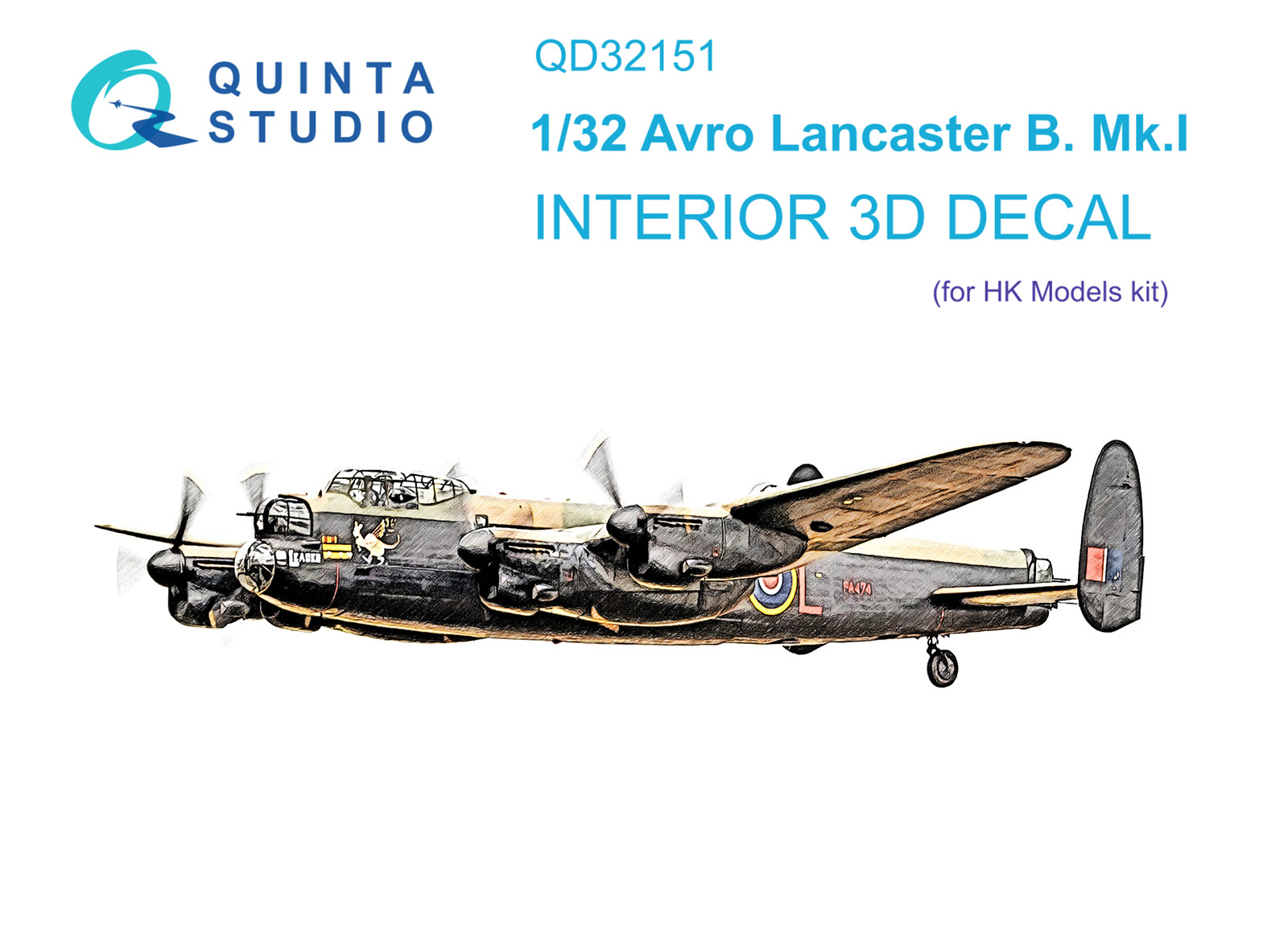 QD32151  декали  3D Декаль интерьера кабины Avro Lancaster B. Mk.I (HK Model)  (1:32)