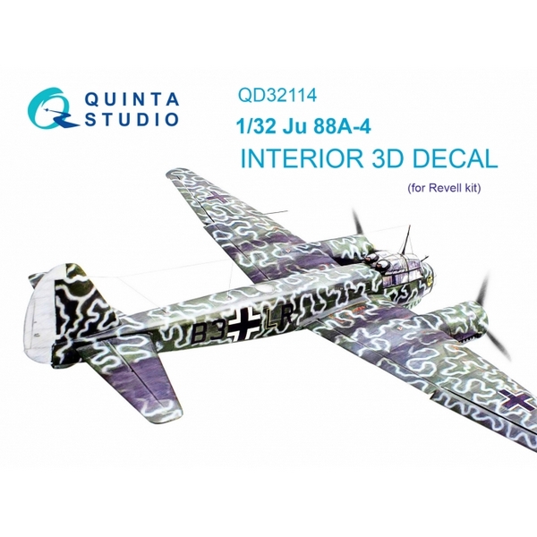 QD32114  декали  3D Декаль интерьера кабины  Ju-88A-4  (Revell)  (1:32)