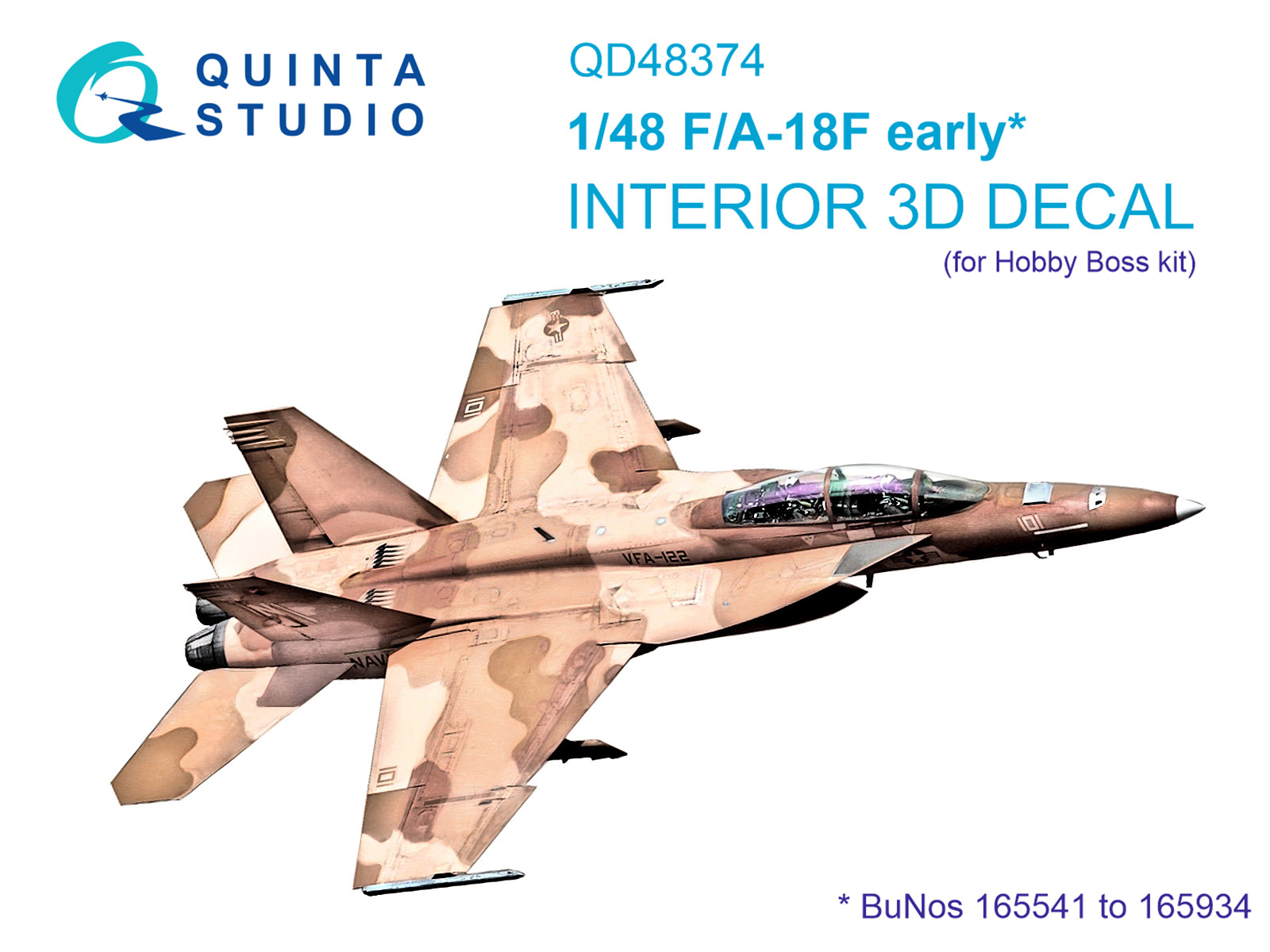 QD48374  декали 3D Декаль интерьера кабины  F/A-18F early (Hobby Boss)  (1:48)