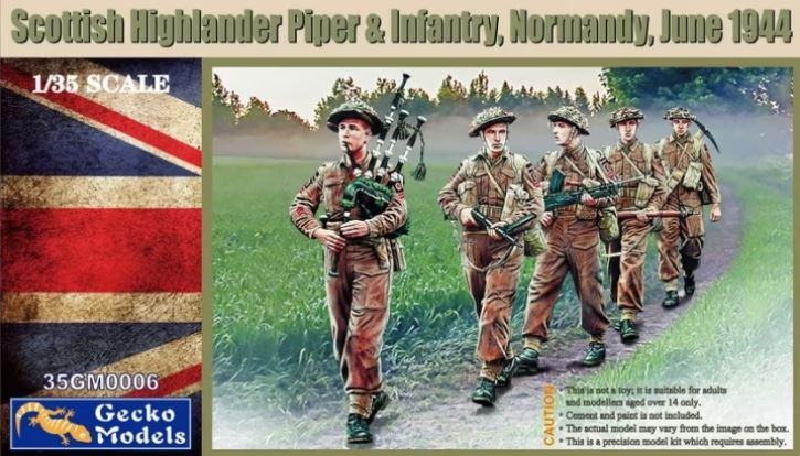 35GM0006  фигуры  Scottish Highlander Piper & Infantry Normandy, June 1944  (1:35)