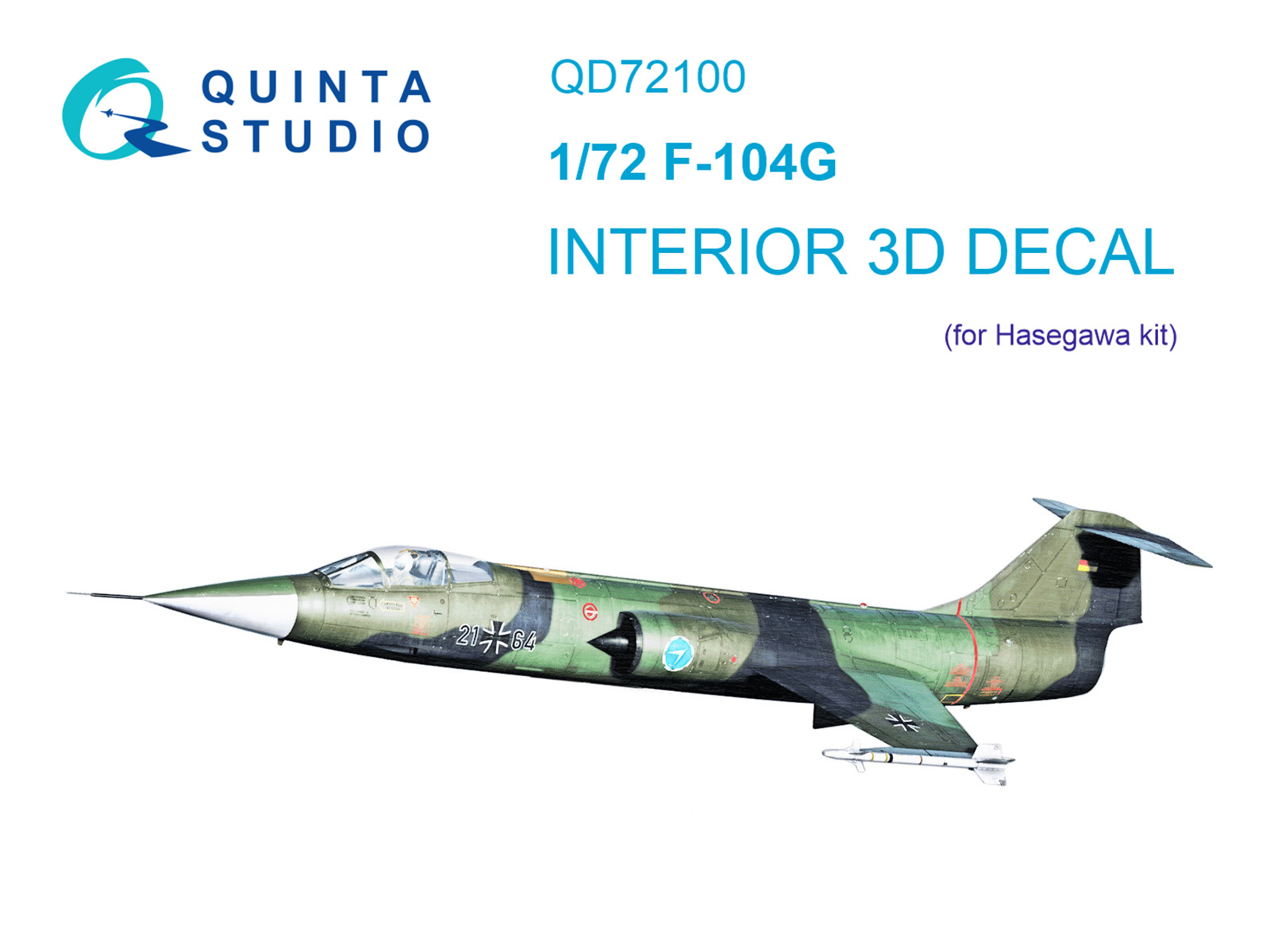 QD72100  декали  3D Декаль интерьера кабины F-104G (Hasegawa)  (1:72)