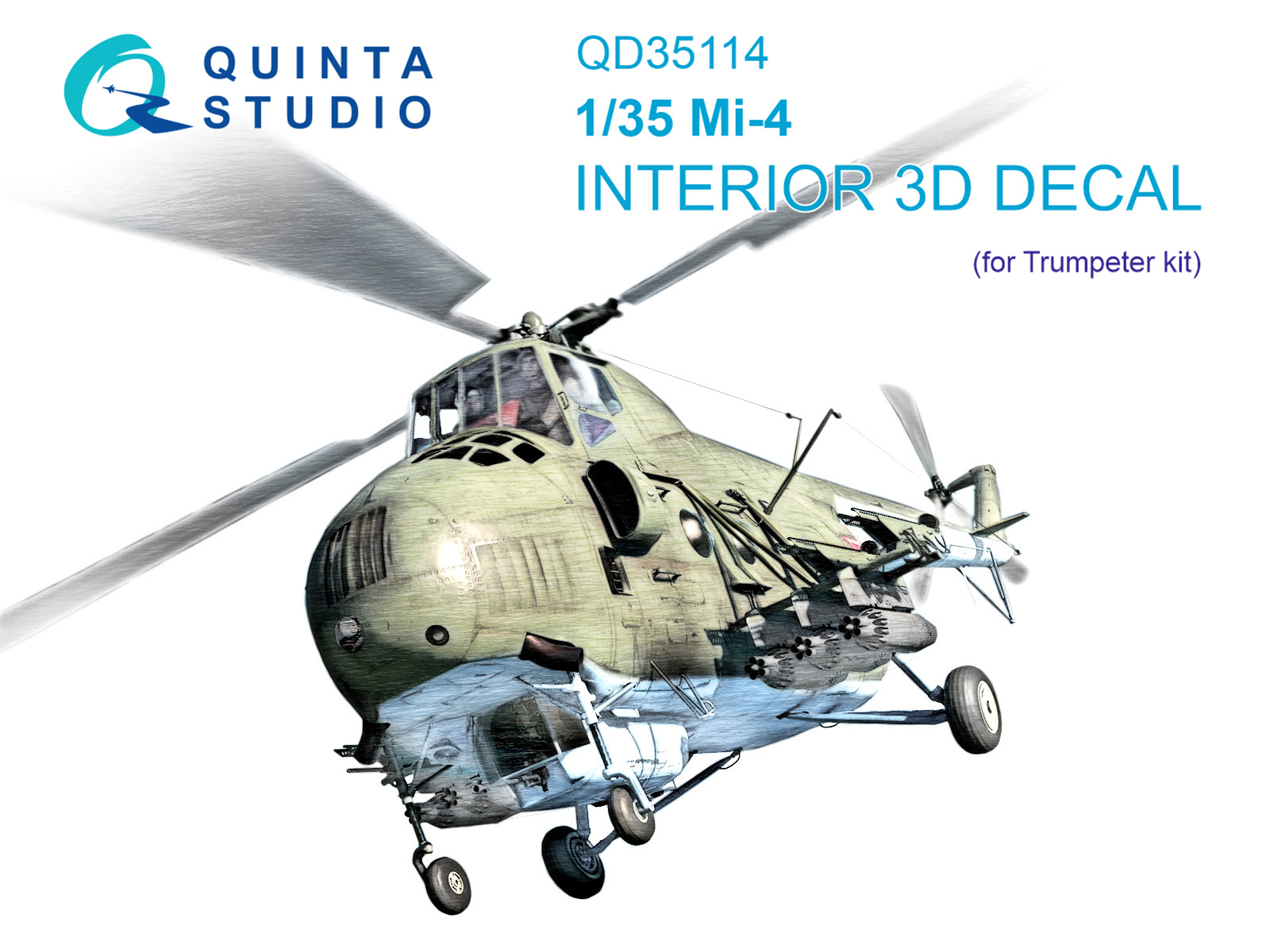 QD35114  декали   3D Декаль интерьера кабины Mi-4 (Trumpeter)  (1:35)