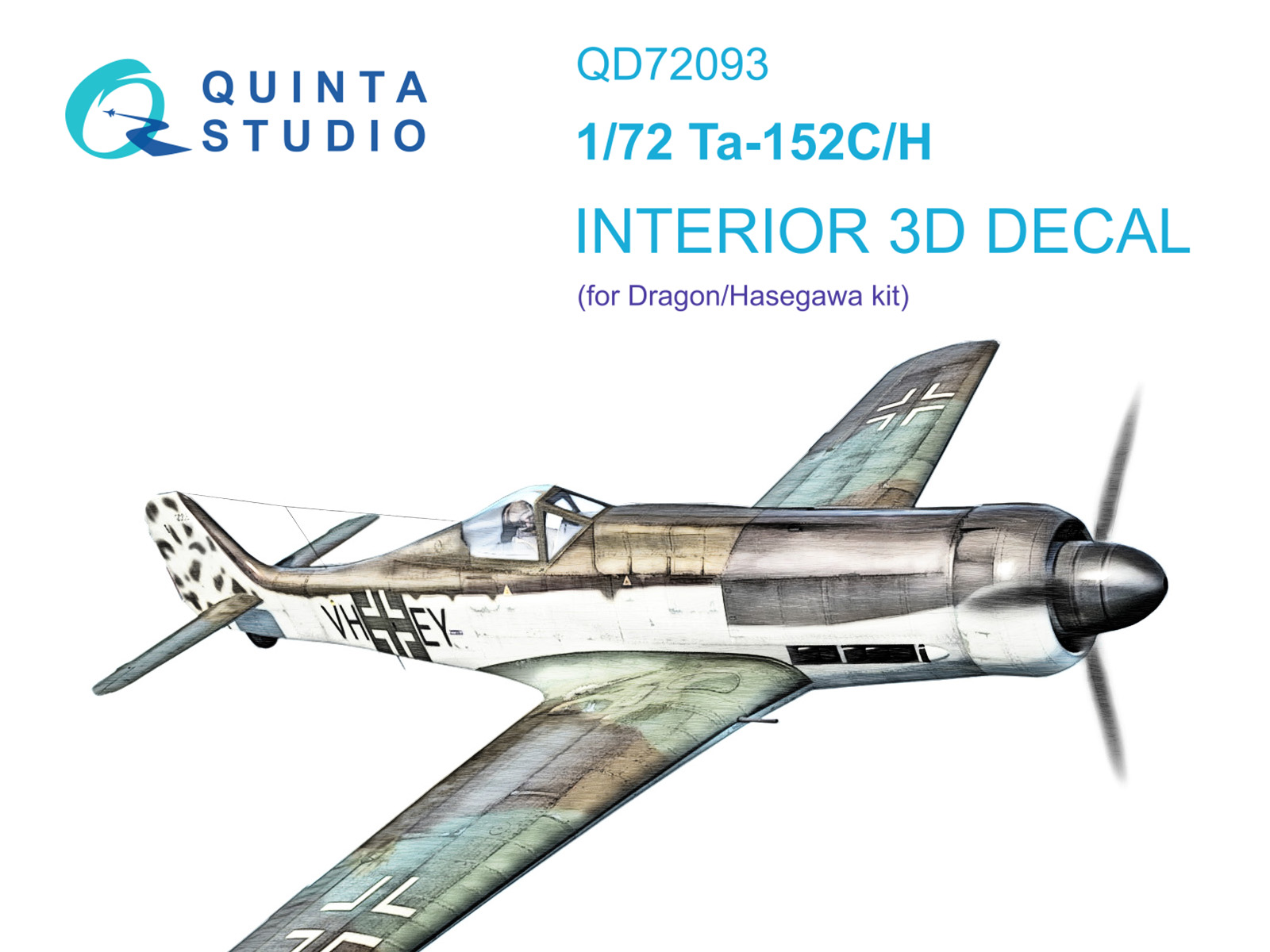 QD72093  декали   3D Декаль интерьера кабины Ta 152C:H (Dragon)  (1:72)
