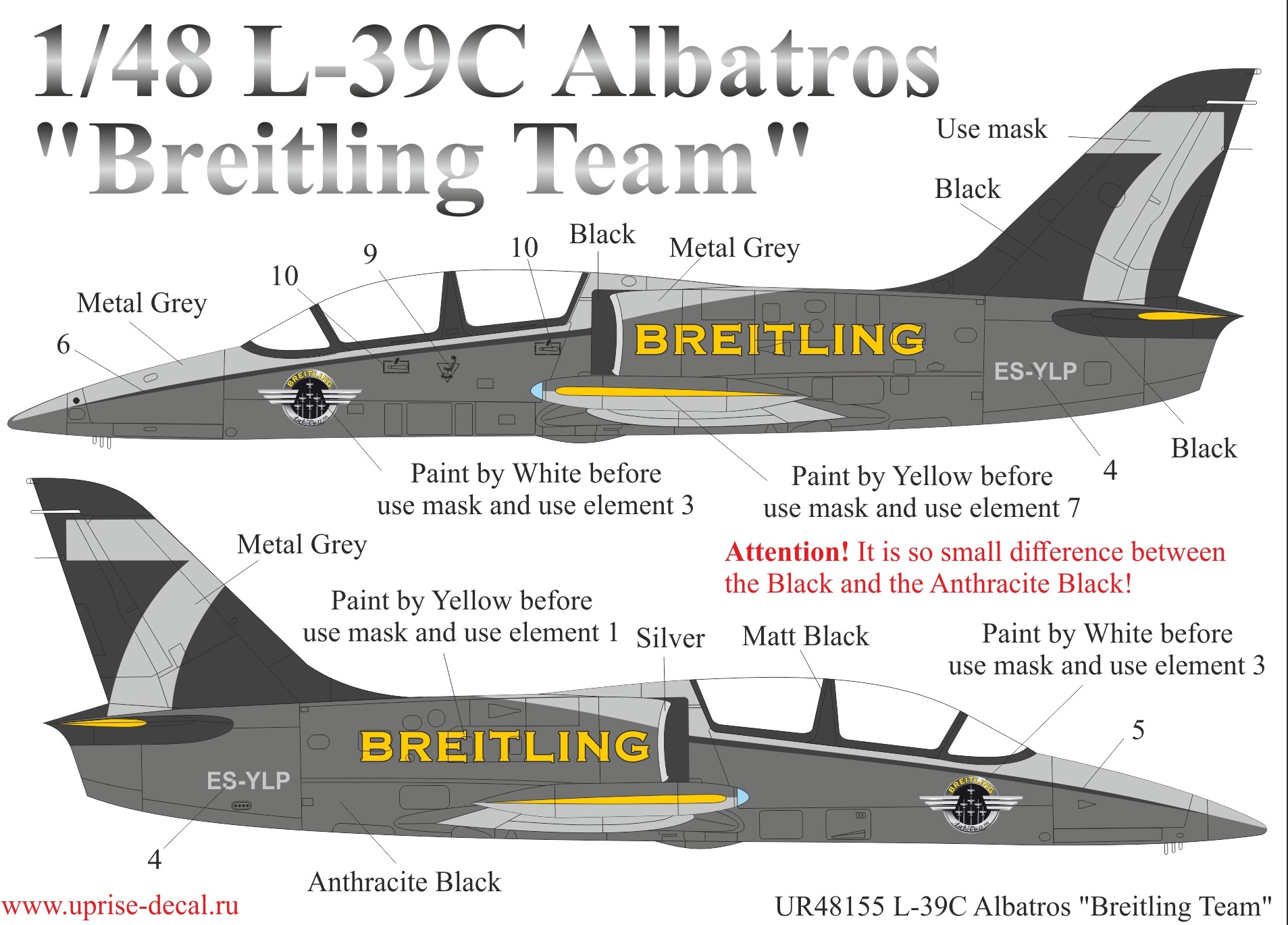 UR48155 декали L-39C Albatros "Breitling Team"  (1:48)