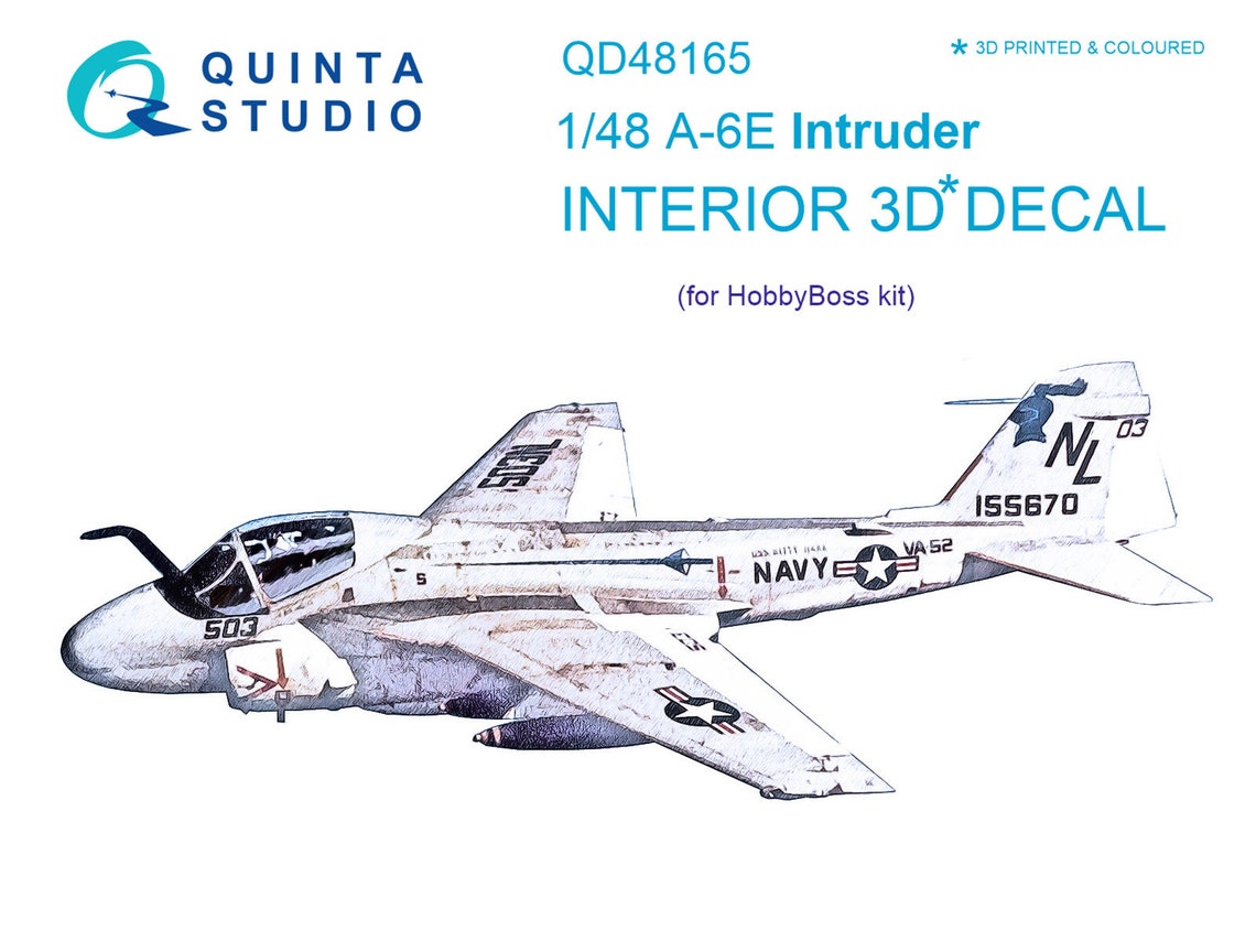 QD48165  декали  3D Декаль интерьера кабины A-6E Intruder (HobbyBoss)  (1:48)