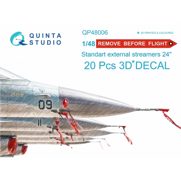 QP48006  декали  3D Декаль Вымпелы "Remove Before Flight", стандартный размер 24"  (1:48)