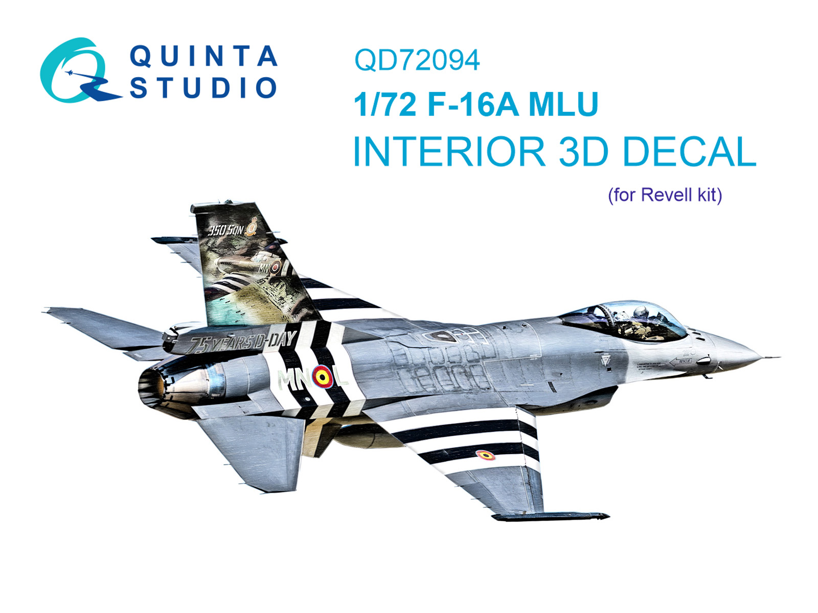 QD72094  декали   3D Декаль интерьера кабины F-16A MLU (Revell)  (1:72)
