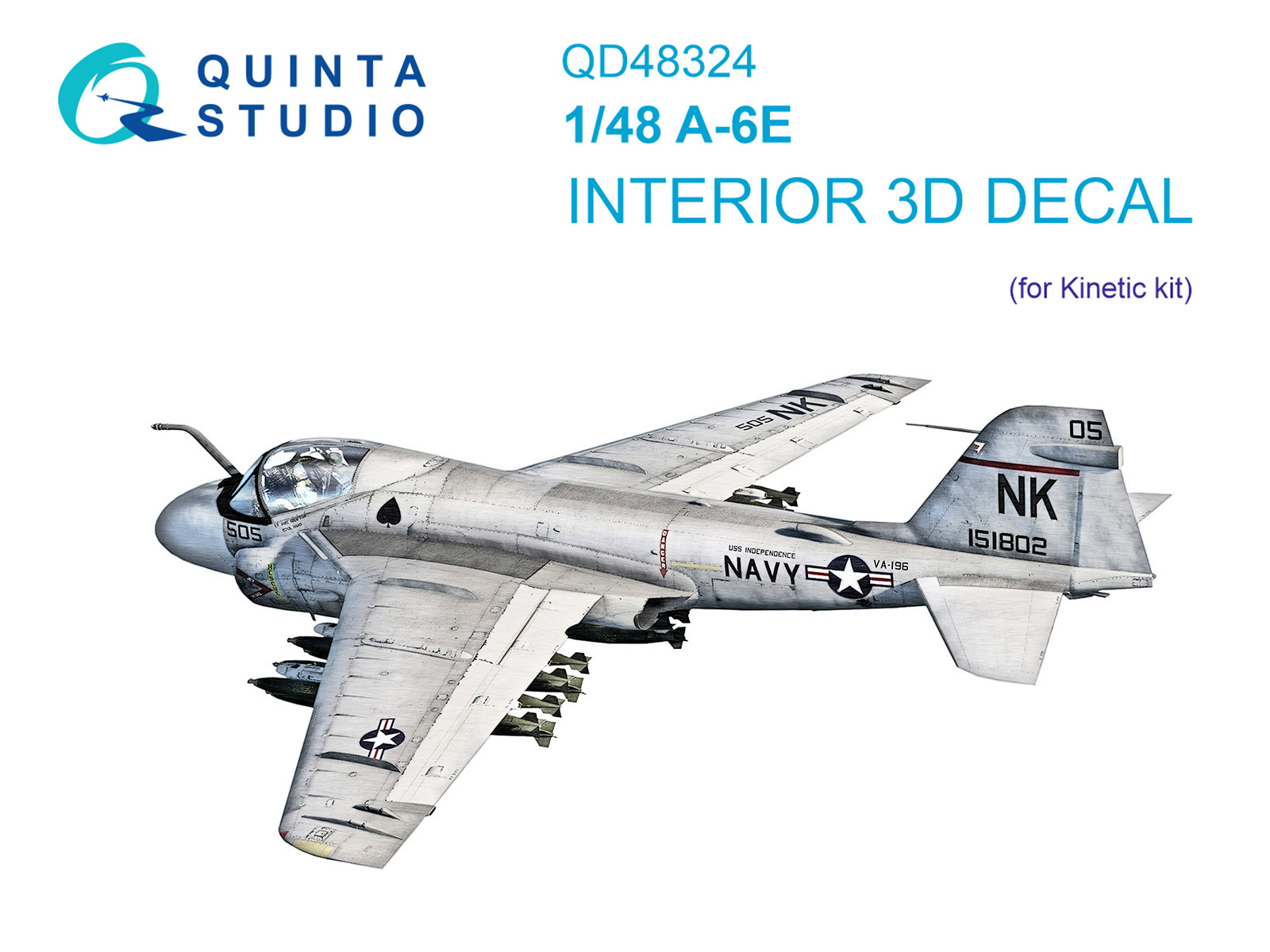 QD48324  декали  3D Декаль интерьера кабины A-6E (Kinetic)  (1:48)
