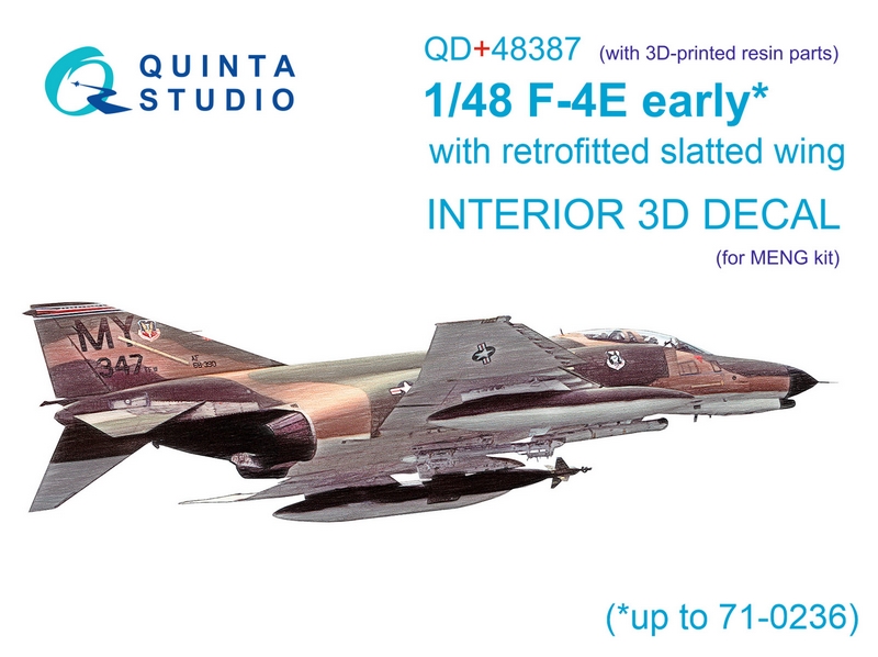 QD+48387  декали  3D Декаль интерьера кабины F-4E early с предкрылком (Meng) (с 3D-детал.)  (1:48)
