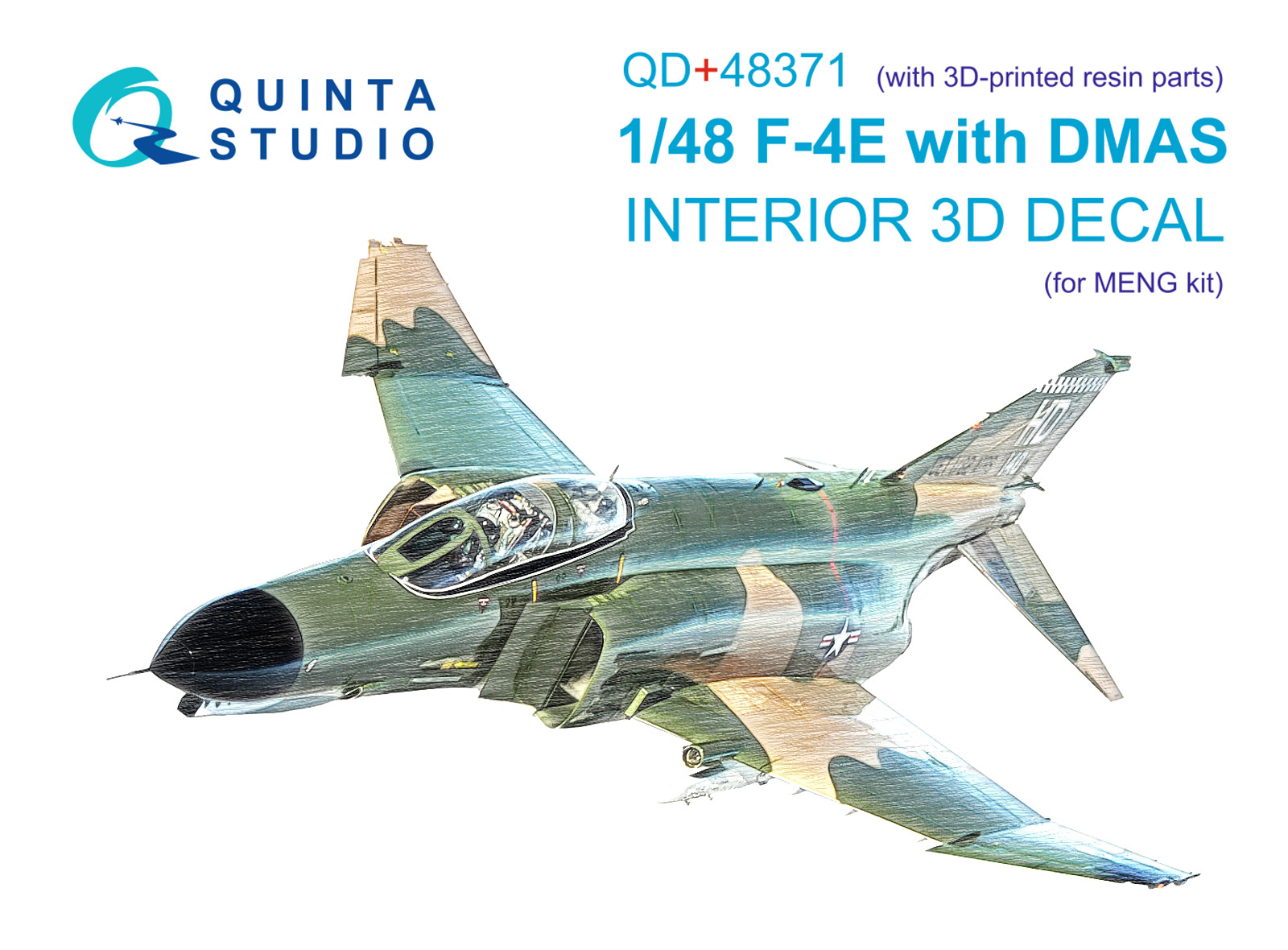 QD+48371  декали  3D Декаль интерьера кабины F-4E c DMAS (Meng) (с 3D-печатными деталями)  (1:48)