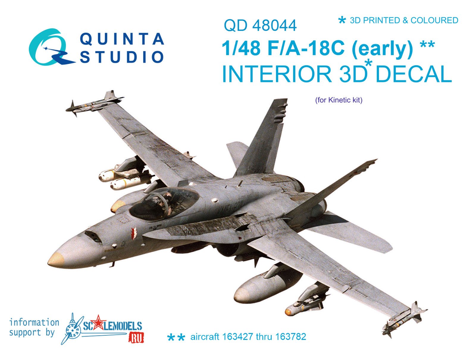 QD48044  декали  3D Декаль интерьера кабины F/A-18C (Early) (Kinetic)  (1:48)