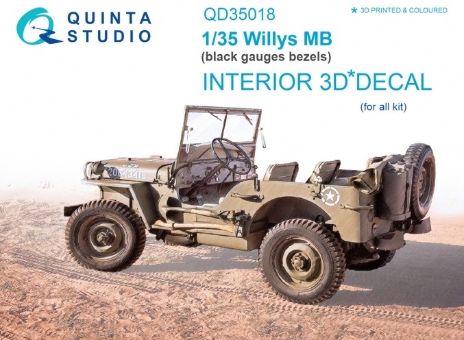 QD35018  декали  3D Декаль интерьера кабины для Willys MB  (1:35)