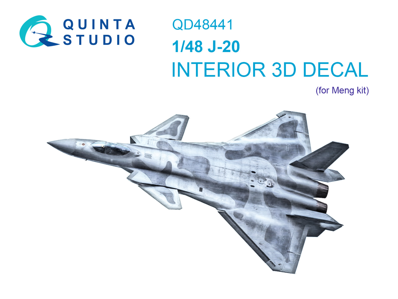 QD48441  декали  3D Декаль интерьера кабины J-20 (Meng)  (1:48)