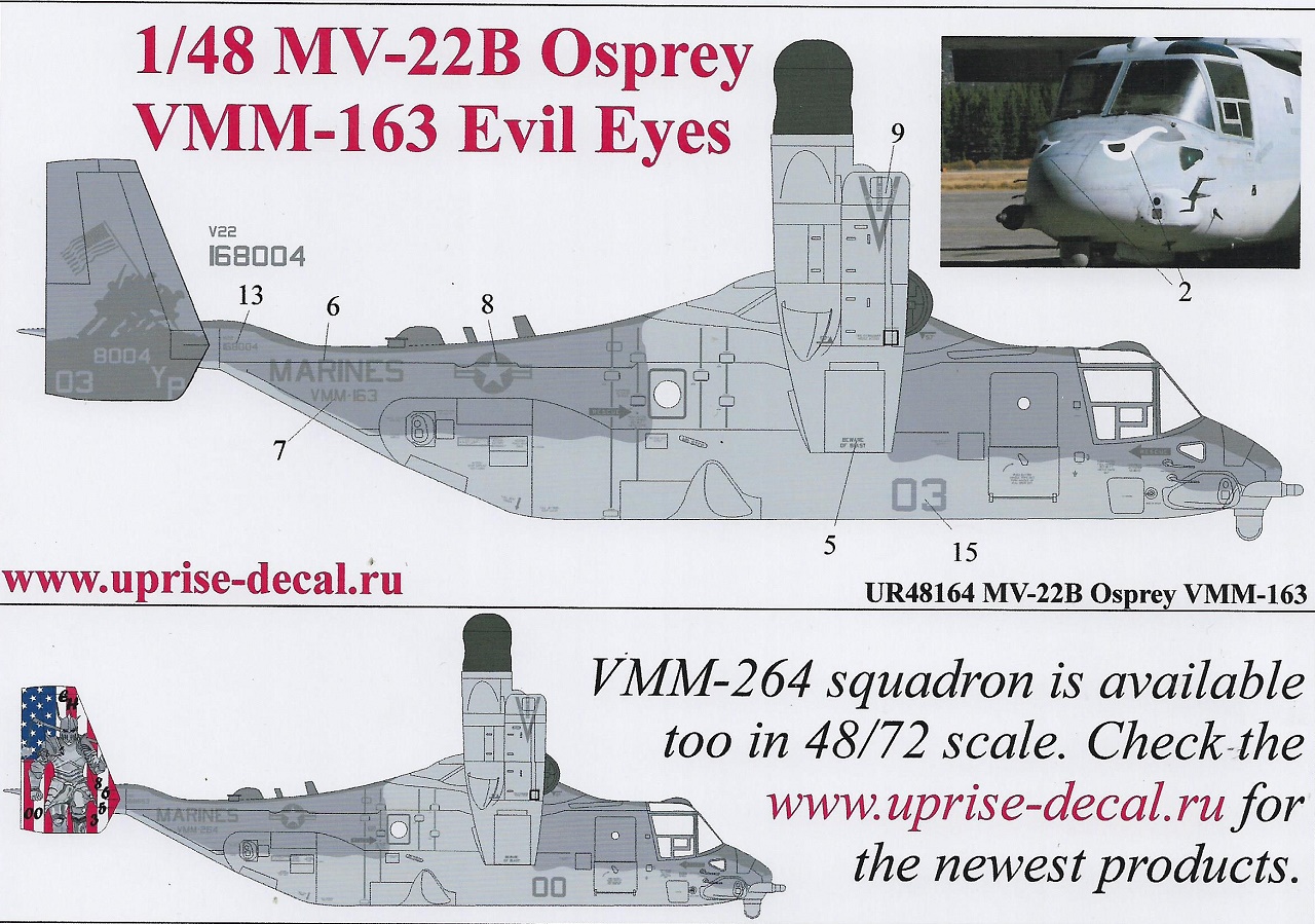 UR48164 декали MV-22B Osprey VMM-163  (1:48)