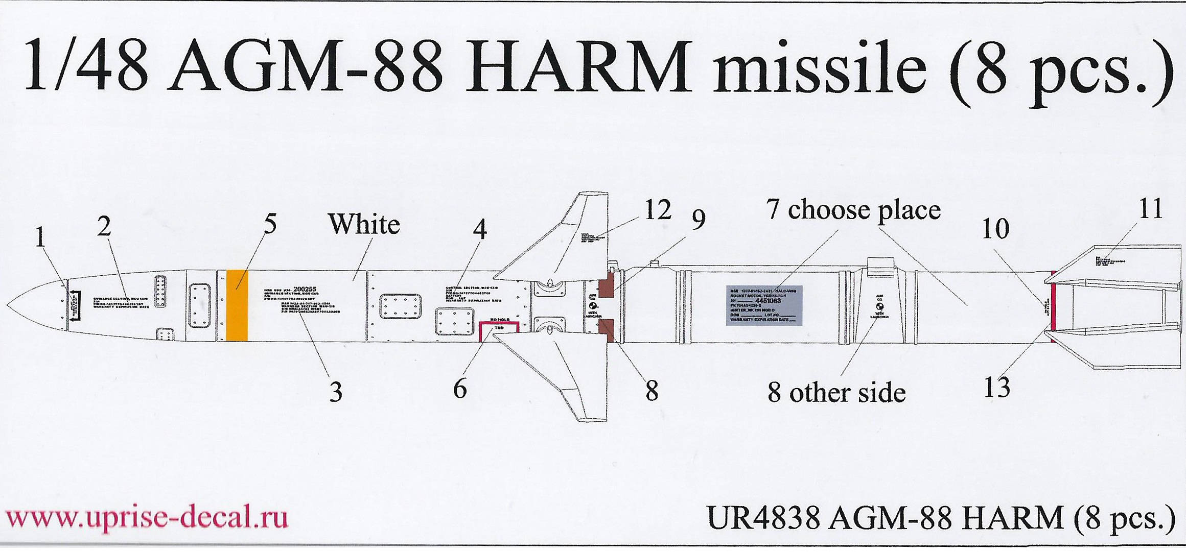 UR4838  декали AGM-88 HARM (1:48)