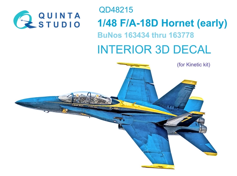 QD48215  декали  3D Декаль интерьера кабины  F/A-18D early (Kinetic)  (1:48)