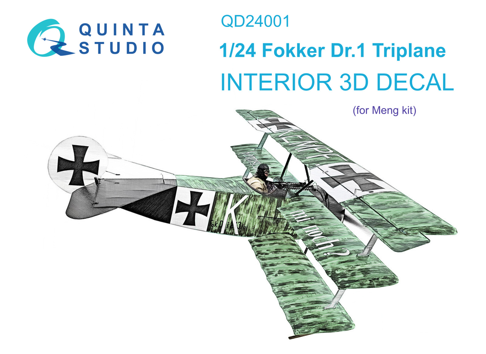 QD24001  декали  3D Декаль интерьера Fokker Dr.1 (Meng)  (1:24)