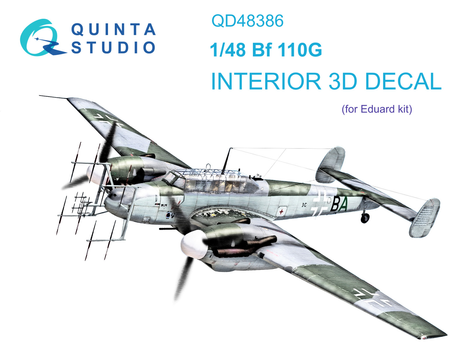 QD48386  декали   3D Декаль интерьера кабины BF 110G (Eduard)  (1:48)